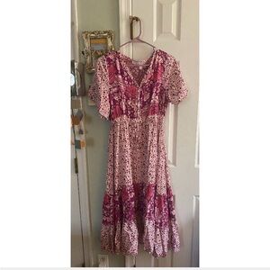 R.Vivimos Floral Pink Maxi Dress